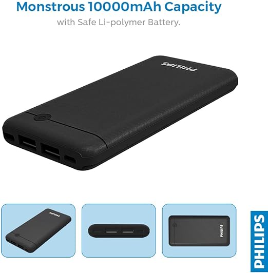 PHILIPS Black 10000 мАг зовнішній акумулятор (Повербанк) - Зображення 3